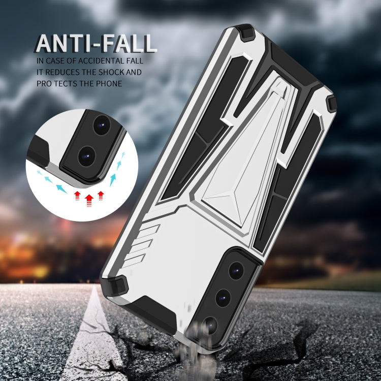 For Samsung Galaxy S22 5G Super V Armor PC + TPU Shockproof Case with Invisible Holder