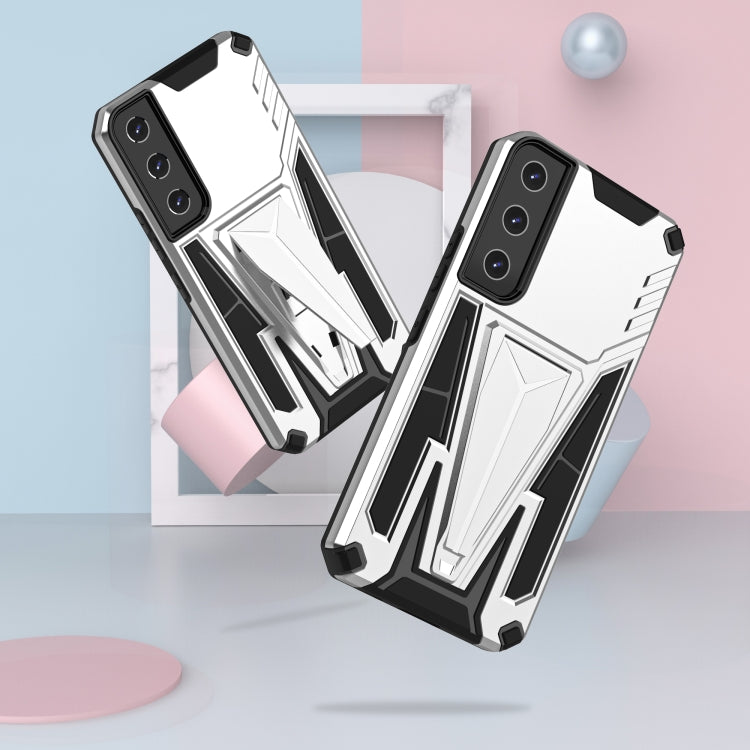 For Samsung Galaxy S22 5G Super V Armor PC + TPU Shockproof Case with Invisible Holder