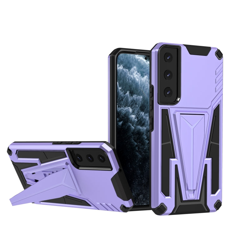 For Samsung Galaxy S22 5G Super V Armor PC + TPU Shockproof Case with Invisible Holder