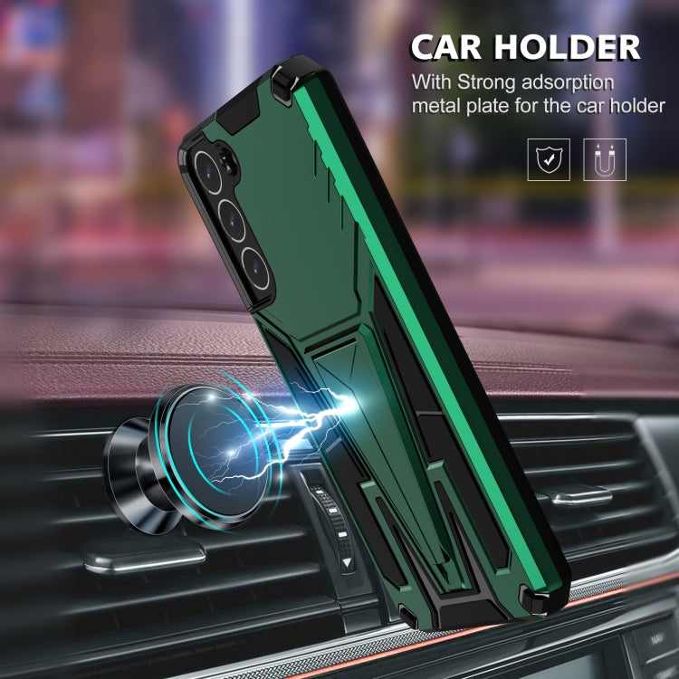 For Samsung Galaxy S22+ 5G Super V Armor PC + TPU Shockproof Case with Invisible Holder