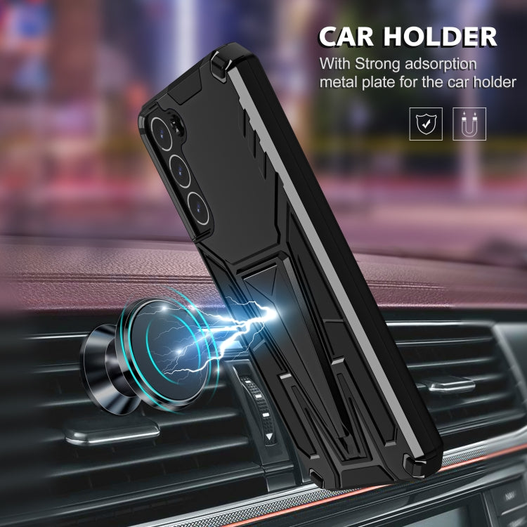 For Samsung Galaxy S22+ 5G Super V Armor PC + TPU Shockproof Case with Invisible Holder