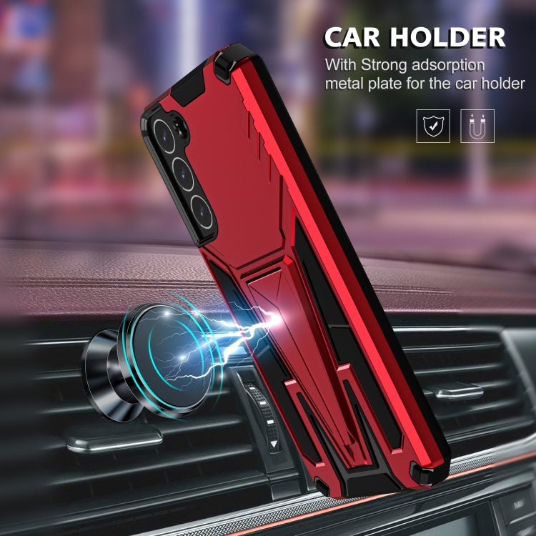 For Samsung Galaxy S22+ 5G Super V Armor PC + TPU Shockproof Case with Invisible Holder