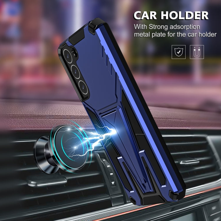 For Samsung Galaxy S22+ 5G Super V Armor PC + TPU Shockproof Case with Invisible Holder