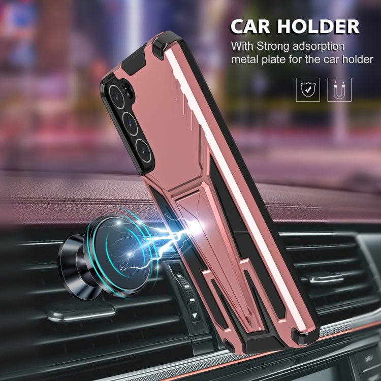For Samsung Galaxy S22+ 5G Super V Armor PC + TPU Shockproof Case with Invisible Holder