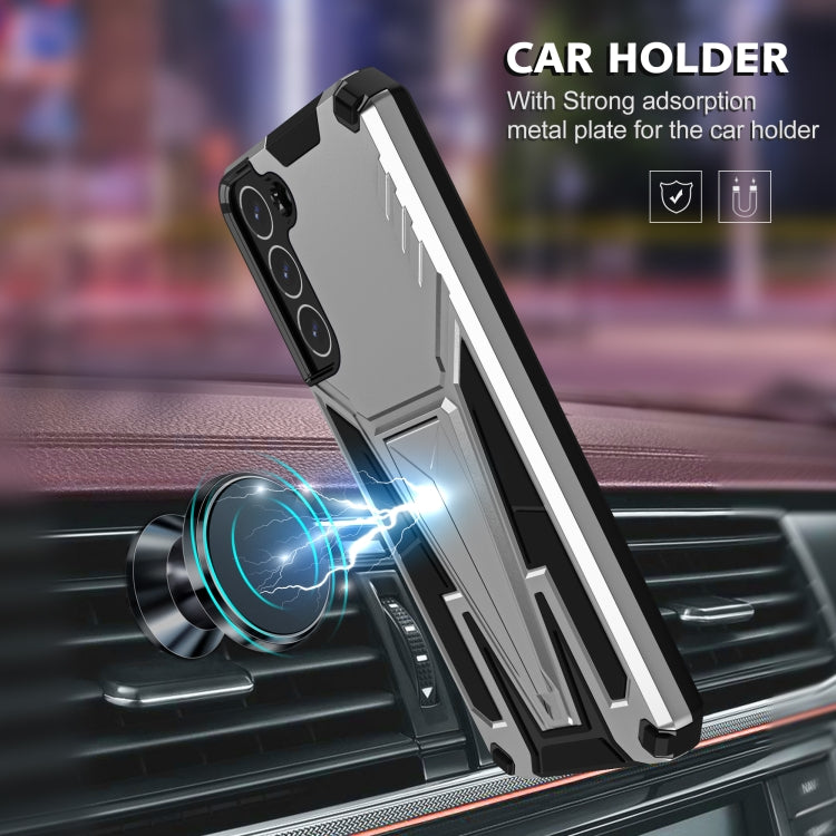 For Samsung Galaxy S22+ 5G Super V Armor PC + TPU Shockproof Case with Invisible Holder
