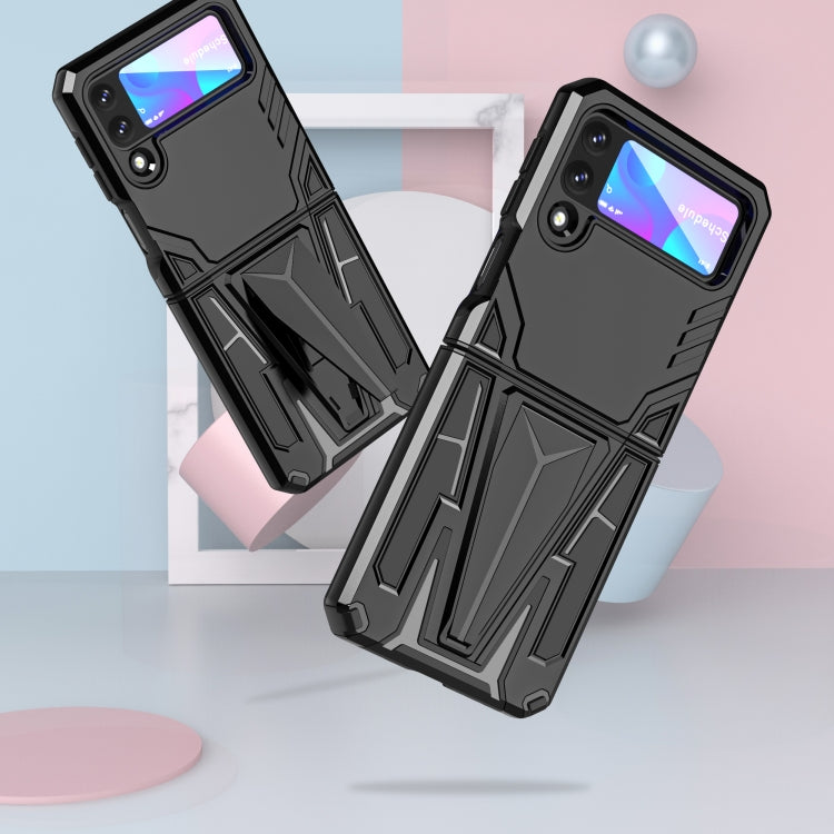 For Samsung Galaxy Z Flip3 5G Super V Armor PC + TPU Shockproof Case with Invisible Holder