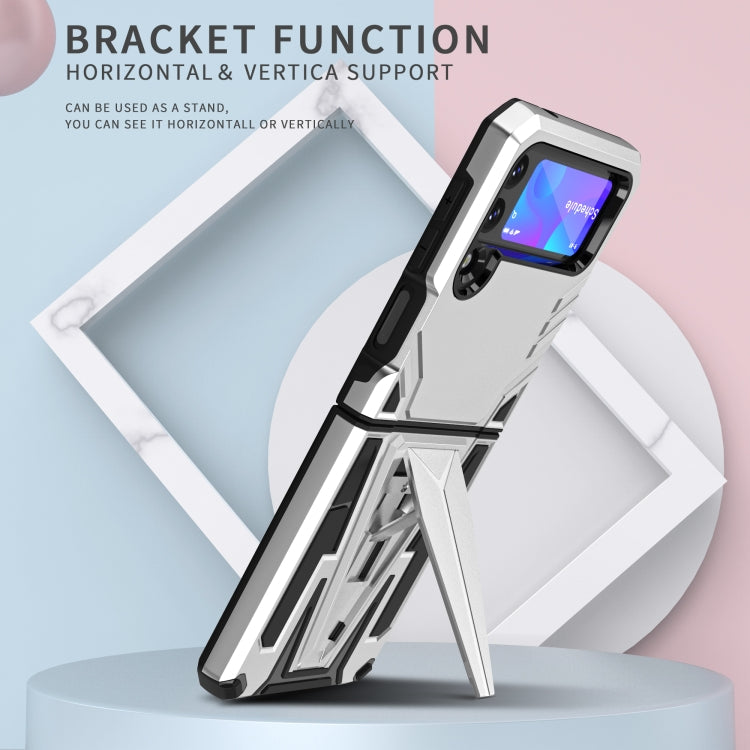 For Samsung Galaxy Z Flip3 5G Super V Armor PC + TPU Shockproof Case with Invisible Holder