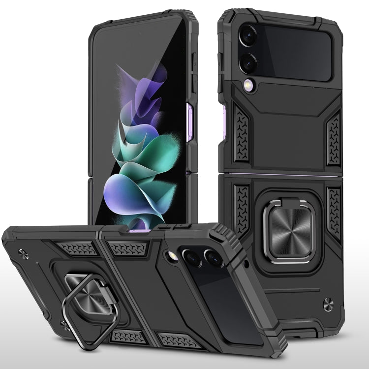 For Samsung Galaxy Z Flip3 5G Magnetic Armor Shockproof TPU + PC Folding Case with Metal Ring Holder