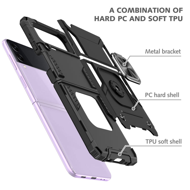 For Samsung Galaxy Z Flip3 5G Magnetic Armor Shockproof TPU + PC Folding Case with Metal Ring Holder