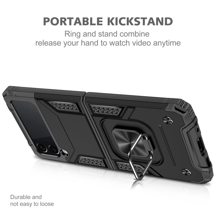 For Samsung Galaxy Z Flip3 5G Magnetic Armor Shockproof TPU + PC Folding Case with Metal Ring Holder