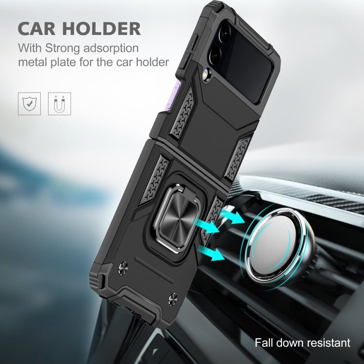 For Samsung Galaxy Z Flip3 5G Magnetic Armor Shockproof TPU + PC Folding Case with Metal Ring Holder