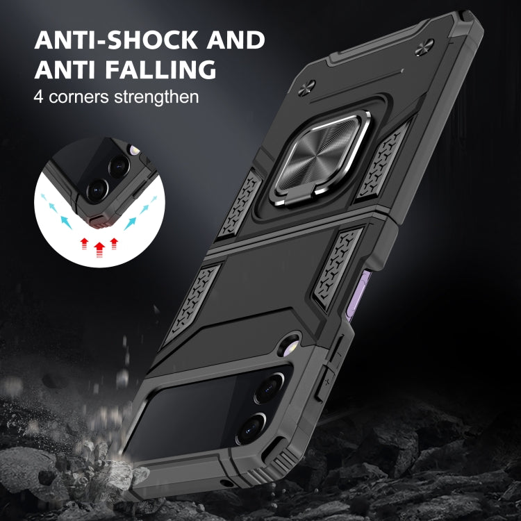 For Samsung Galaxy Z Flip3 5G Magnetic Armor Shockproof TPU + PC Folding Case with Metal Ring Holder