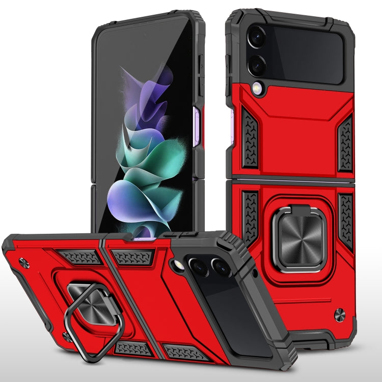 For Samsung Galaxy Z Flip3 5G Magnetic Armor Shockproof TPU + PC Folding Case with Metal Ring Holder