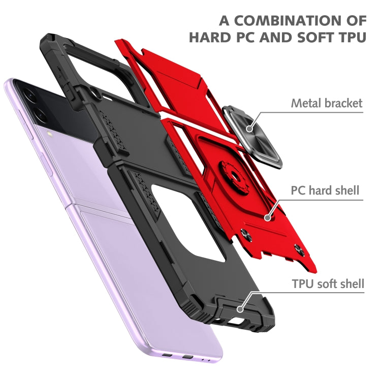 For Samsung Galaxy Z Flip3 5G Magnetic Armor Shockproof TPU + PC Folding Case with Metal Ring Holder