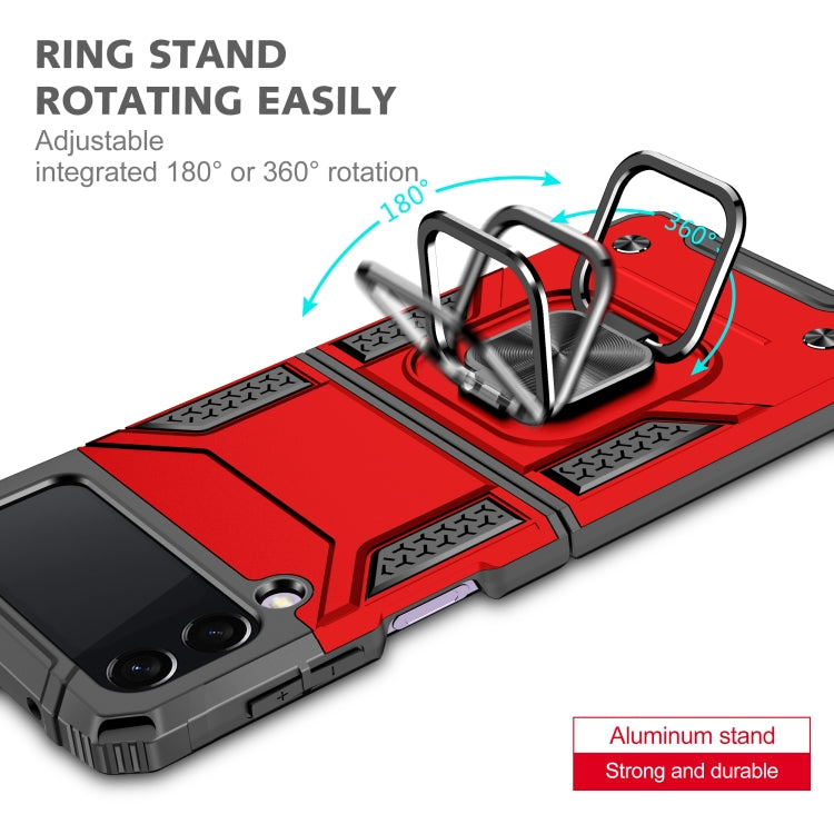 For Samsung Galaxy Z Flip3 5G Magnetic Armor Shockproof TPU + PC Folding Case with Metal Ring Holder