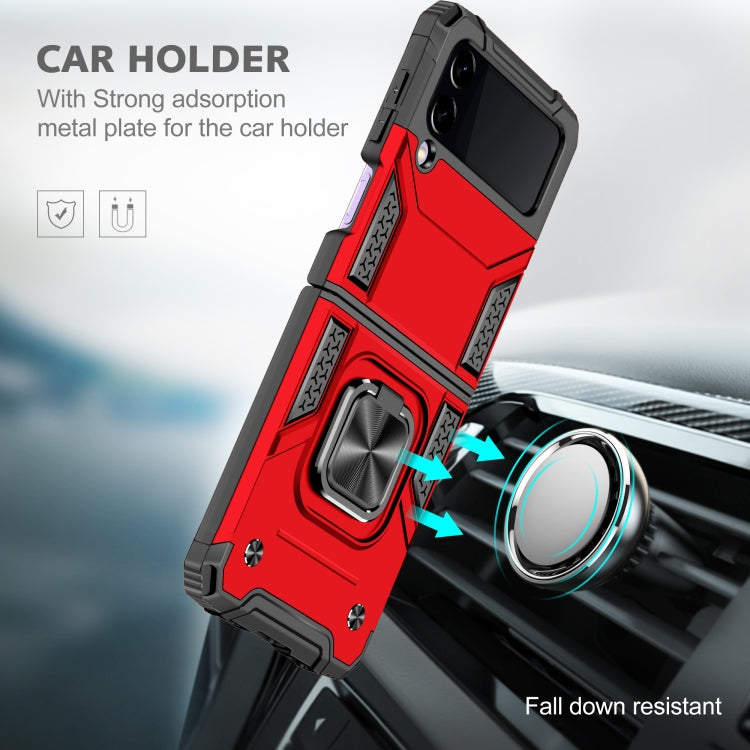 For Samsung Galaxy Z Flip3 5G Magnetic Armor Shockproof TPU + PC Folding Case with Metal Ring Holder
