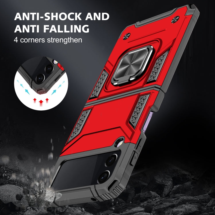 For Samsung Galaxy Z Flip3 5G Magnetic Armor Shockproof TPU + PC Folding Case with Metal Ring Holder