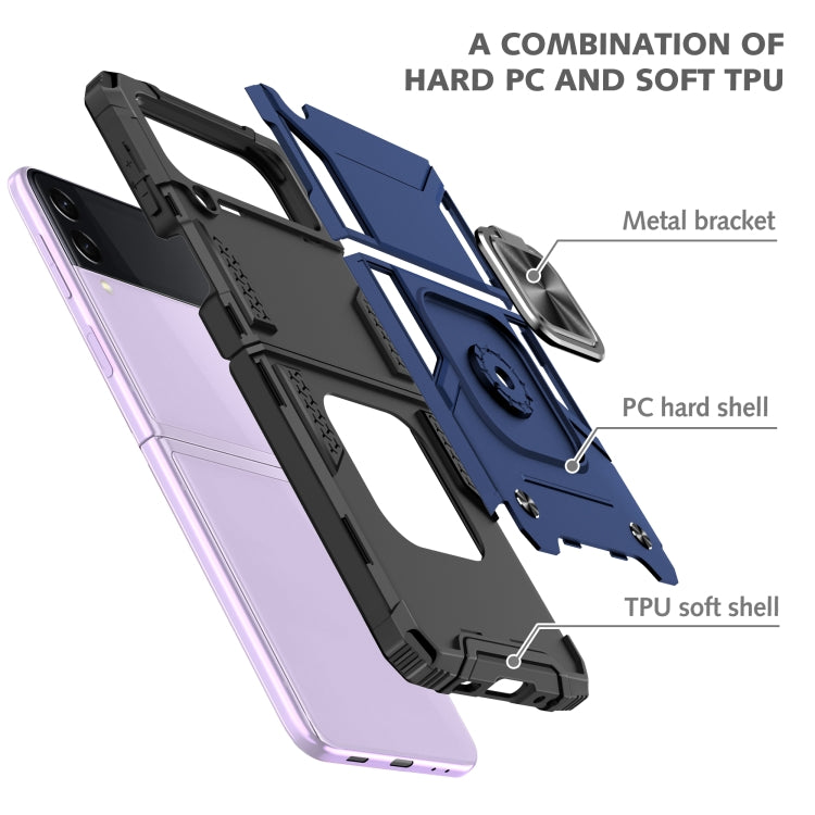 For Samsung Galaxy Z Flip3 5G Magnetic Armor Shockproof TPU + PC Folding Case with Metal Ring Holder