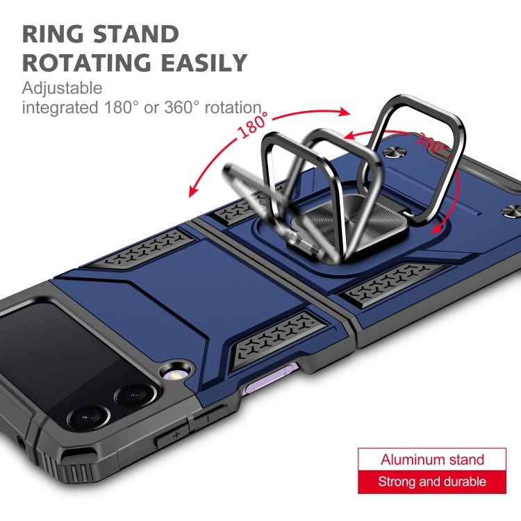 For Samsung Galaxy Z Flip3 5G Magnetic Armor Shockproof TPU + PC Folding Case with Metal Ring Holder