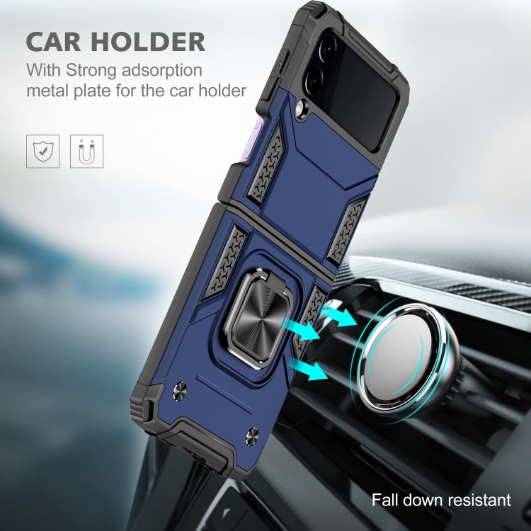 For Samsung Galaxy Z Flip3 5G Magnetic Armor Shockproof TPU + PC Folding Case with Metal Ring Holder