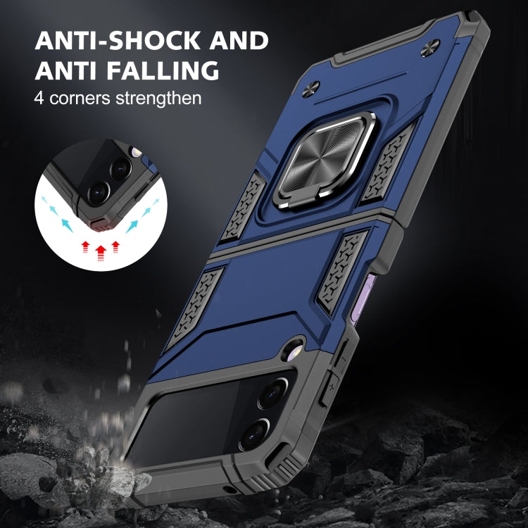 For Samsung Galaxy Z Flip3 5G Magnetic Armor Shockproof TPU + PC Folding Case with Metal Ring Holder