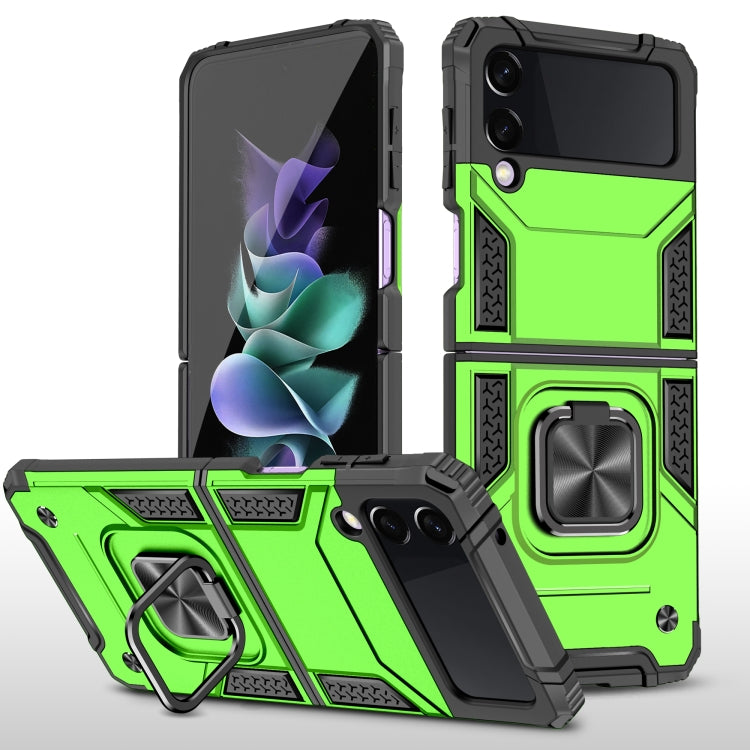 For Samsung Galaxy Z Flip3 5G Magnetic Armor Shockproof TPU + PC Folding Case with Metal Ring Holder