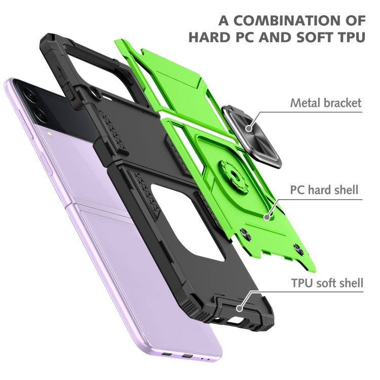 For Samsung Galaxy Z Flip3 5G Magnetic Armor Shockproof TPU + PC Folding Case with Metal Ring Holder