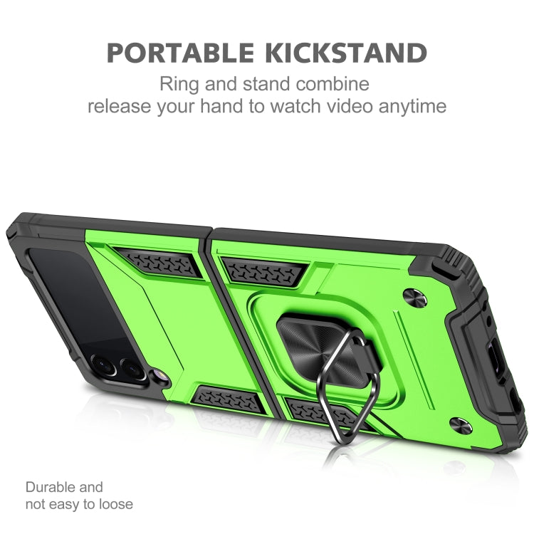 For Samsung Galaxy Z Flip3 5G Magnetic Armor Shockproof TPU + PC Folding Case with Metal Ring Holder