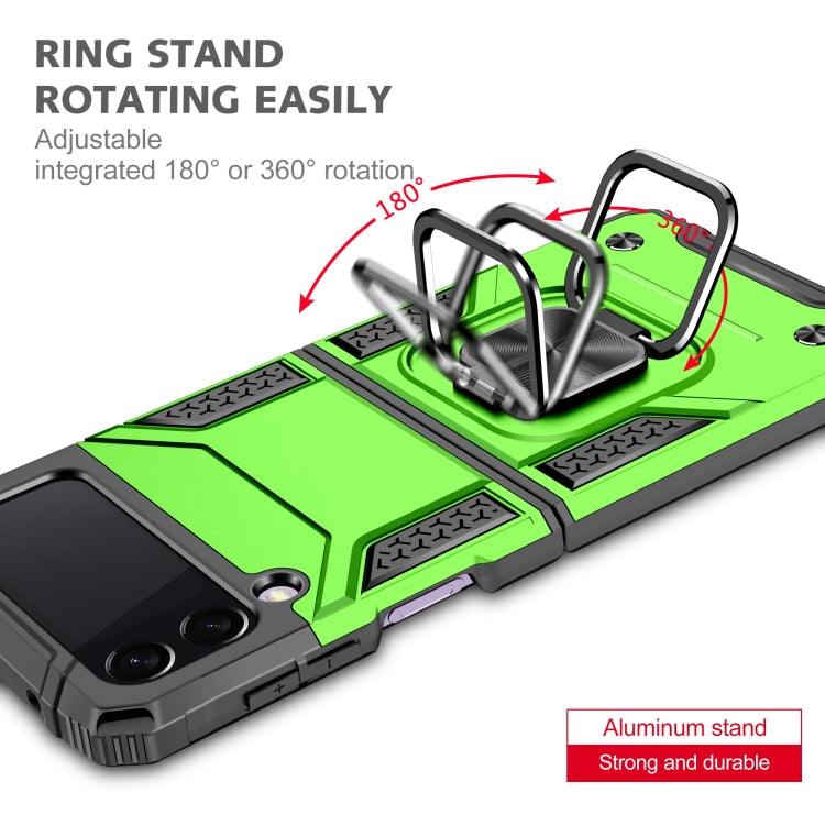 For Samsung Galaxy Z Flip3 5G Magnetic Armor Shockproof TPU + PC Folding Case with Metal Ring Holder