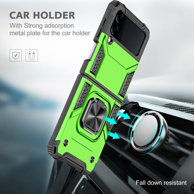For Samsung Galaxy Z Flip3 5G Magnetic Armor Shockproof TPU + PC Folding Case with Metal Ring Holder