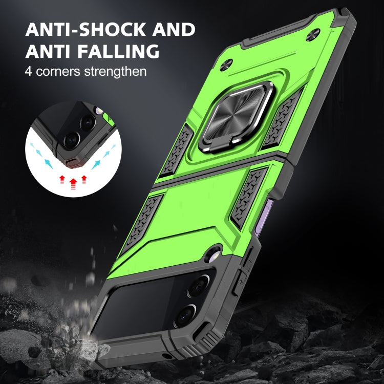 For Samsung Galaxy Z Flip3 5G Magnetic Armor Shockproof TPU + PC Folding Case with Metal Ring Holder