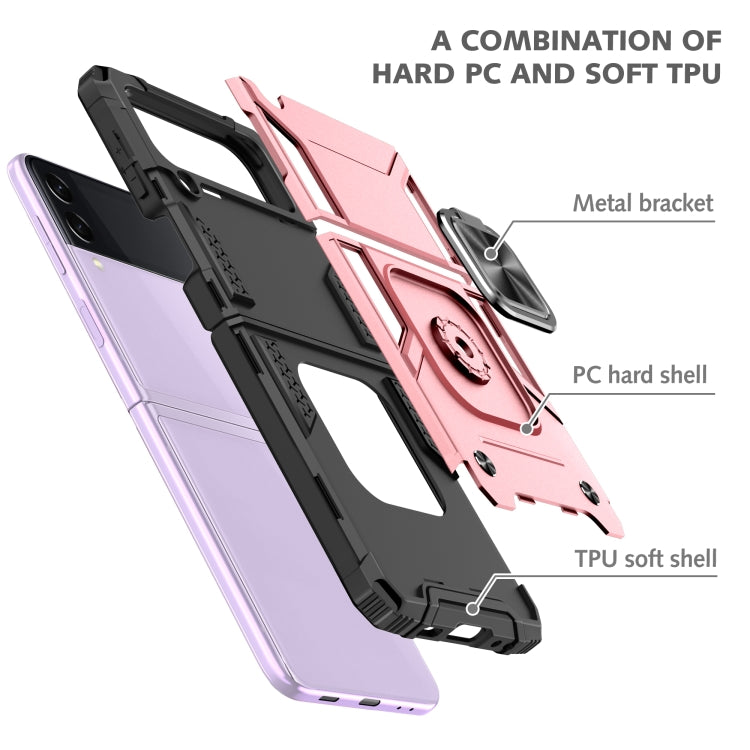 For Samsung Galaxy Z Flip3 5G Magnetic Armor Shockproof TPU + PC Folding Case with Metal Ring Holder