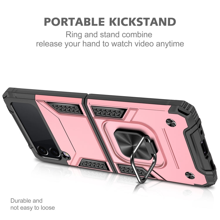 For Samsung Galaxy Z Flip3 5G Magnetic Armor Shockproof TPU + PC Folding Case with Metal Ring Holder