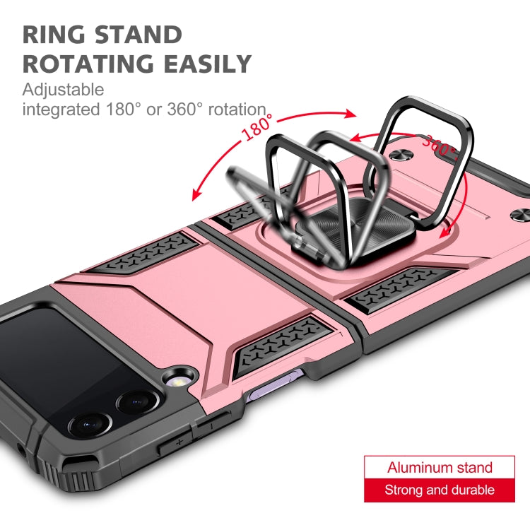 For Samsung Galaxy Z Flip3 5G Magnetic Armor Shockproof TPU + PC Folding Case with Metal Ring Holder
