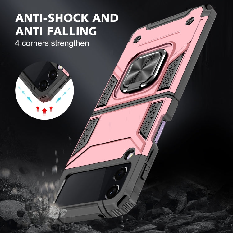 For Samsung Galaxy Z Flip3 5G Magnetic Armor Shockproof TPU + PC Folding Case with Metal Ring Holder