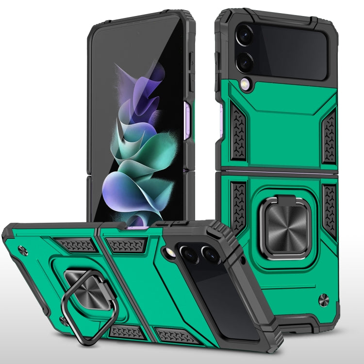 For Samsung Galaxy Z Flip3 5G Magnetic Armor Shockproof TPU + PC Folding Case with Metal Ring Holder