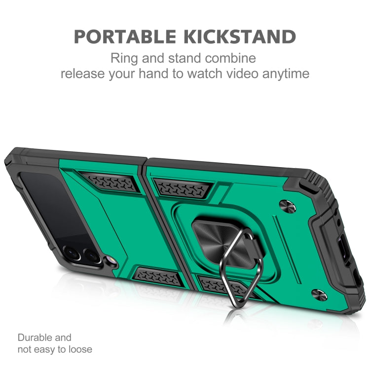 For Samsung Galaxy Z Flip3 5G Magnetic Armor Shockproof TPU + PC Folding Case with Metal Ring Holder