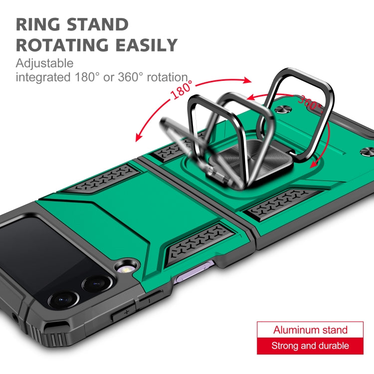 For Samsung Galaxy Z Flip3 5G Magnetic Armor Shockproof TPU + PC Folding Case with Metal Ring Holder