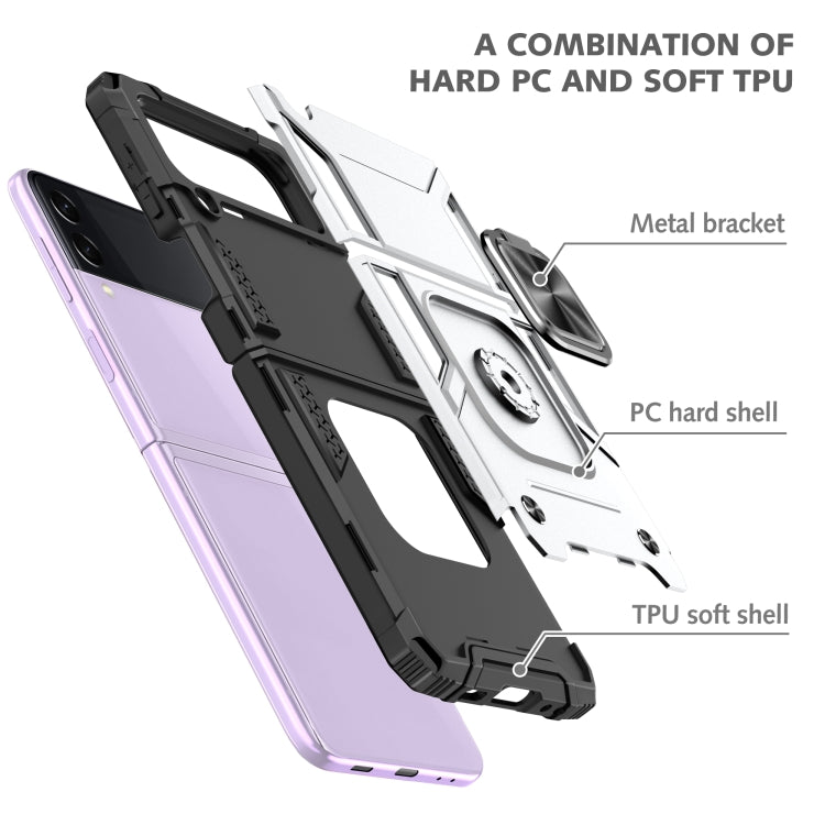 For Samsung Galaxy Z Flip3 5G Magnetic Armor Shockproof TPU + PC Folding Case with Metal Ring Holder