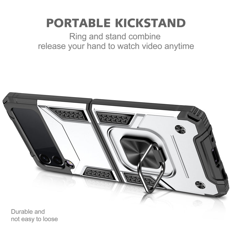 For Samsung Galaxy Z Flip3 5G Magnetic Armor Shockproof TPU + PC Folding Case with Metal Ring Holder
