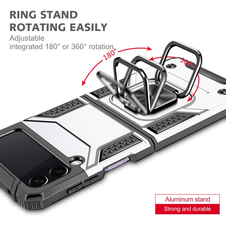 For Samsung Galaxy Z Flip3 5G Magnetic Armor Shockproof TPU + PC Folding Case with Metal Ring Holder