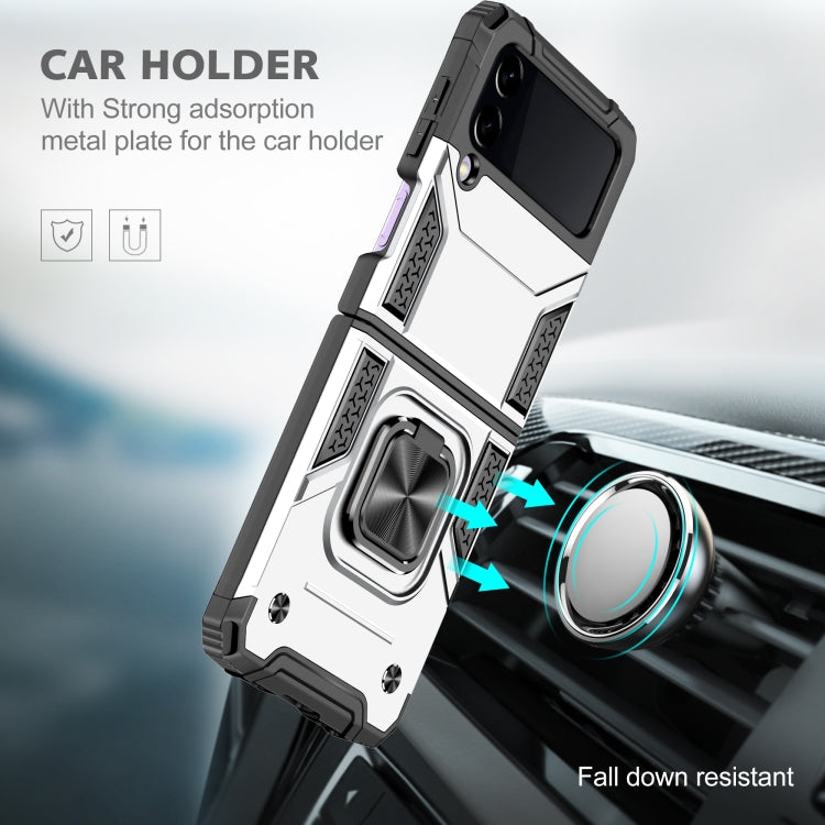 For Samsung Galaxy Z Flip3 5G Magnetic Armor Shockproof TPU + PC Folding Case with Metal Ring Holder
