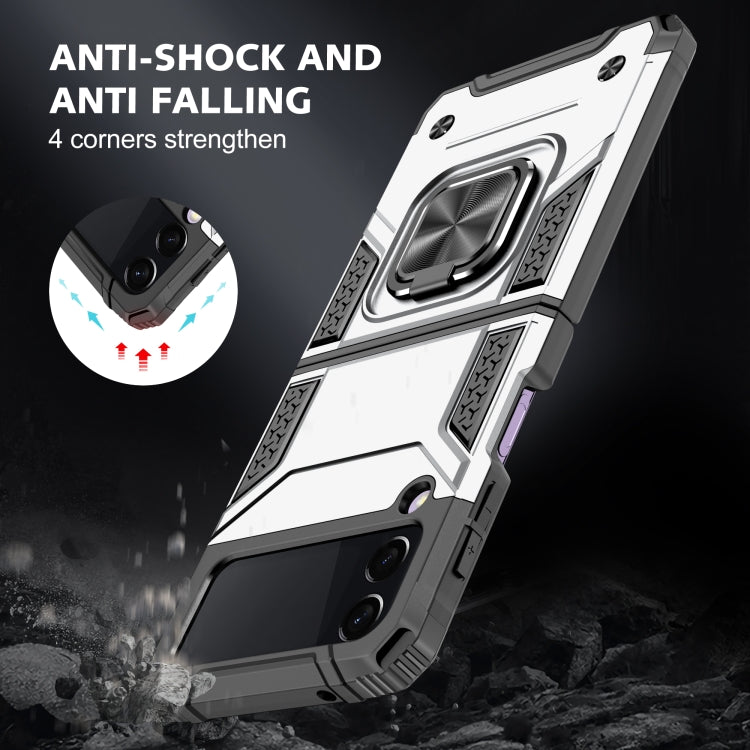 For Samsung Galaxy Z Flip3 5G Magnetic Armor Shockproof TPU + PC Folding Case with Metal Ring Holder