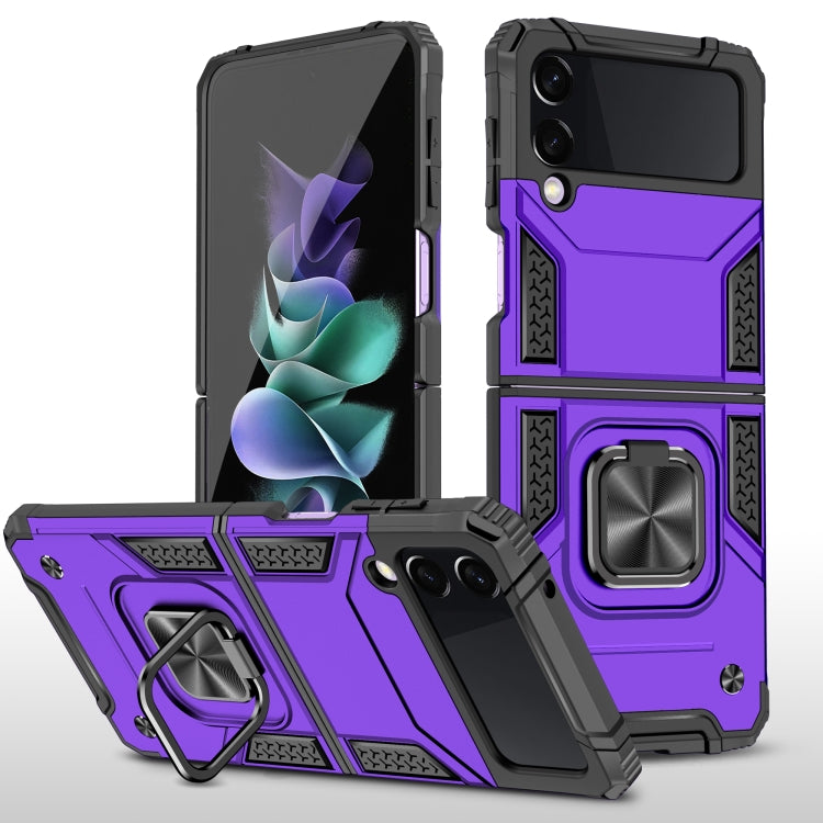 For Samsung Galaxy Z Flip3 5G Magnetic Armor Shockproof TPU + PC Folding Case with Metal Ring Holder