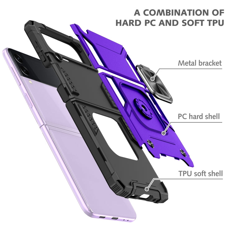 For Samsung Galaxy Z Flip3 5G Magnetic Armor Shockproof TPU + PC Folding Case with Metal Ring Holder