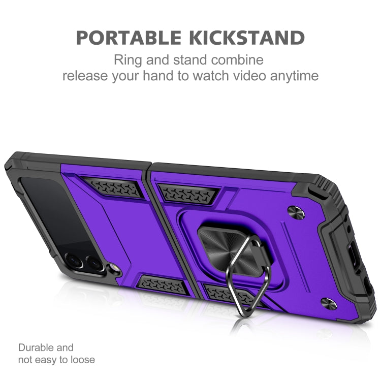 For Samsung Galaxy Z Flip3 5G Magnetic Armor Shockproof TPU + PC Folding Case with Metal Ring Holder