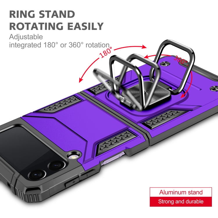 For Samsung Galaxy Z Flip3 5G Magnetic Armor Shockproof TPU + PC Folding Case with Metal Ring Holder