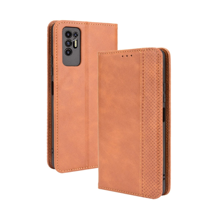 For Tecno Pova 2 Magnetic Buckle Retro Crazy Horse Texture Horizontal Flip Leather Case with Holder & Card Slots & Photo Frame