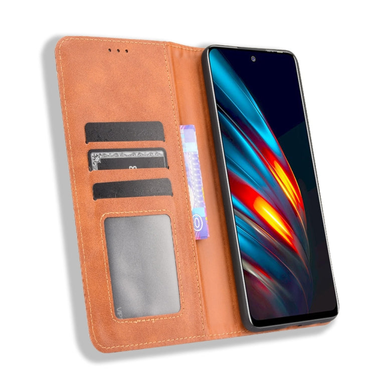 For Tecno Pova 2 Magnetic Buckle Retro Crazy Horse Texture Horizontal Flip Leather Case with Holder & Card Slots & Photo Frame