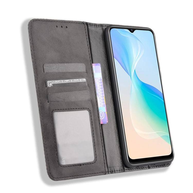 For vivo Y33s / Y21 / Y21s Magnetic Buckle Retro Crazy Horse Texture Horizontal Flip Leather Case with Holder & Card Slots & Photo Frame